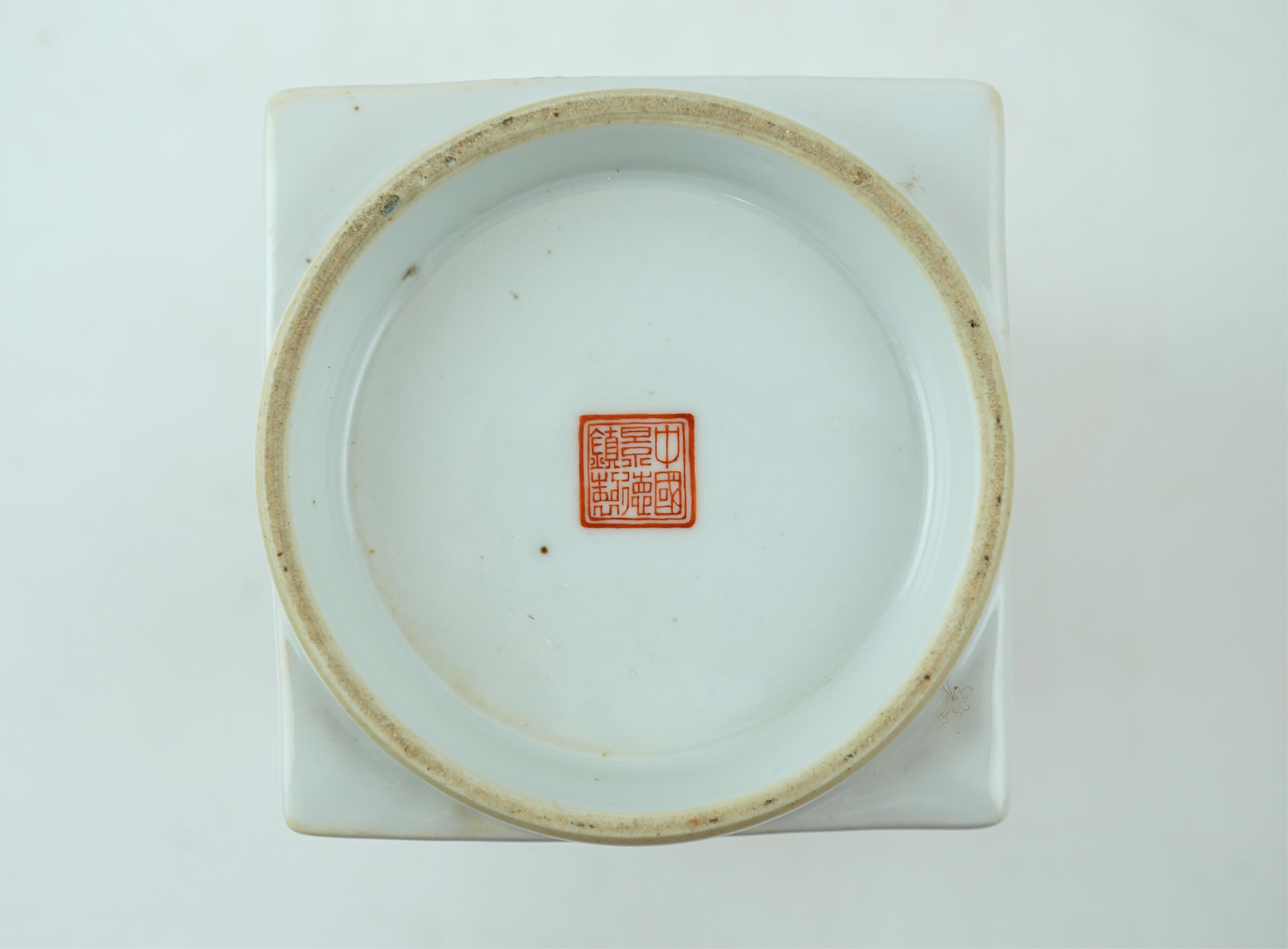 A Chinese enamelled porcelain cong-shaped vase, probably Cultural Revolution period